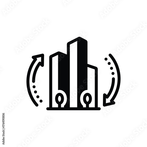 Black solid icon for urban renewal