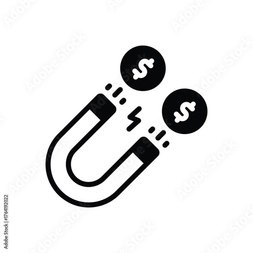 Black solid icon for investment attraction