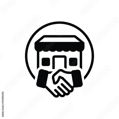 Black solid icon for small business support