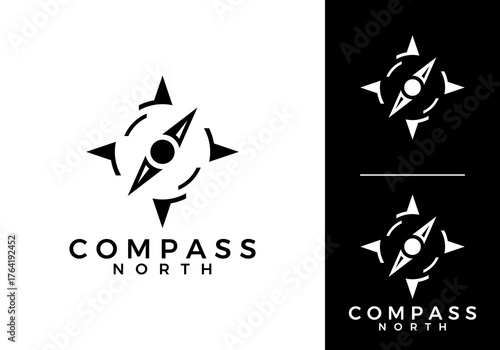 compass north simple modern logo design template	
