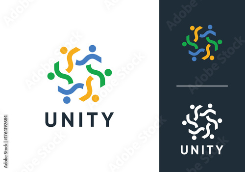 people community logo. abstract teamwork, human hub social design vector concept	
