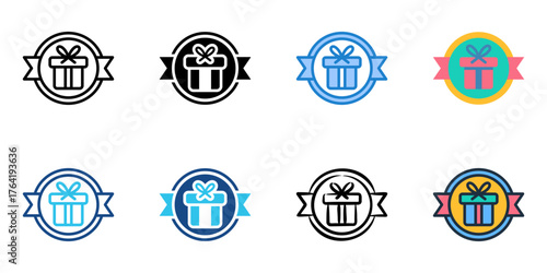 Loyalty program icon set multiple style collection 
