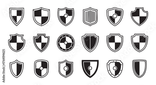 Set of Shield Icons Security and Protection Symbol Vector Illustration