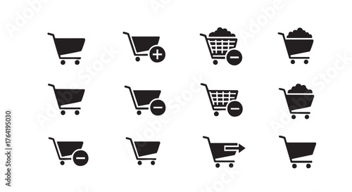 Shopping cart icon vector set online store purchase symbol collection