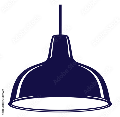 Elegant dark blue modern pendant lamp illustration isolated on white background for interior design
