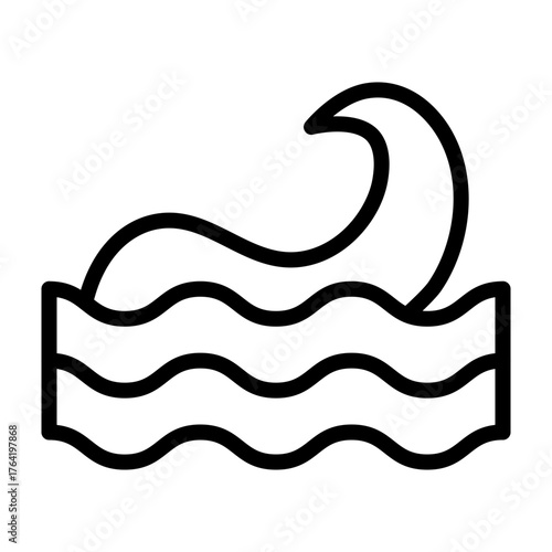 Ocean Wave Vector Line Icon Design