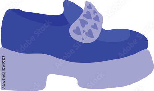 Vector art of blue platform shoe with heart detail