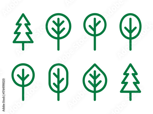 Minimalist Green Tree Icons Collection