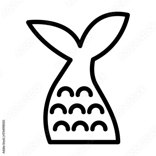 Mermaid Tail Vector Line Icon Design