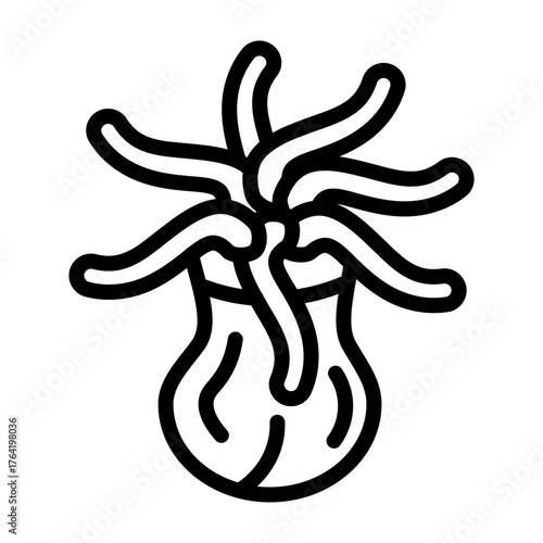 Sea Anemone Vector Line Icon Design