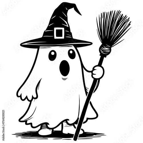 Ghost Witch with Broom