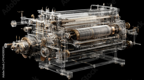 Intricate Technical Blueprint of a Complex Machine