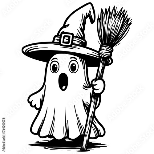 Ghost Witch with Broom