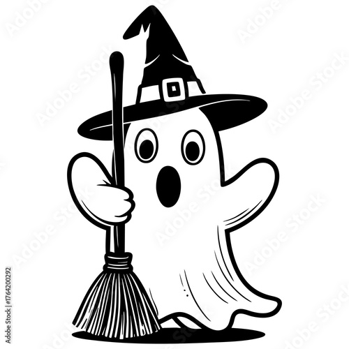 Witch Ghost with Broom
