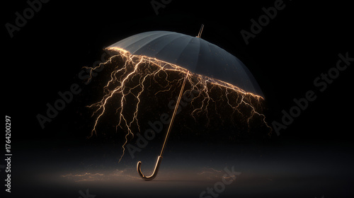 Dramatic Protection with Lightning and Umbrella