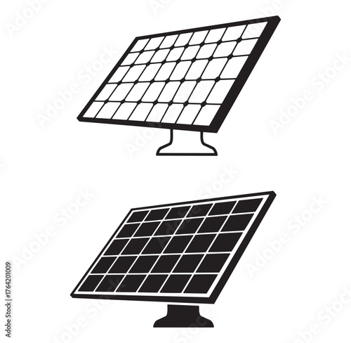 Simple vector illustration of two solar panels for sustainable energy resources