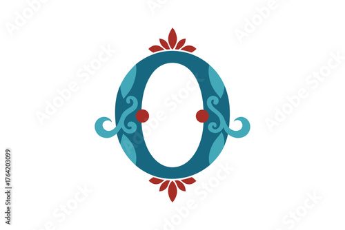 Ornamental letter o decorative alphabet initial