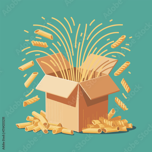 National Pasta Day vector illustration with cute spaghetti, penne, macaroni, ravioli characters, festive pasta party, flat solid colors, playful foodie designs