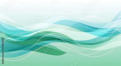 Fototapeta Naklejka Na Ścianę i Meble -  Abstract Green and Blue Wave Pattern Background Design.