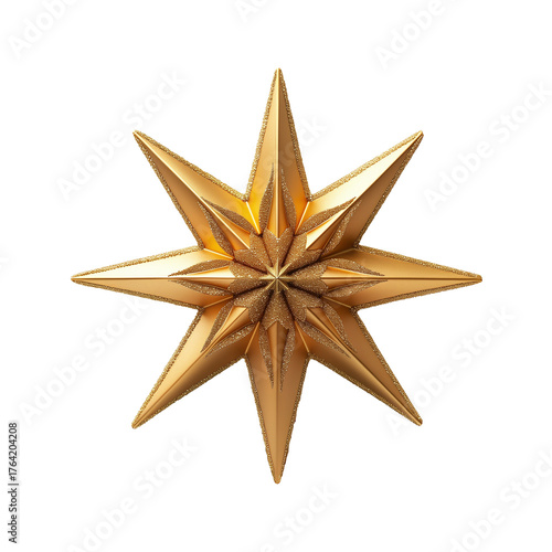 Golden star tree topper, white bg