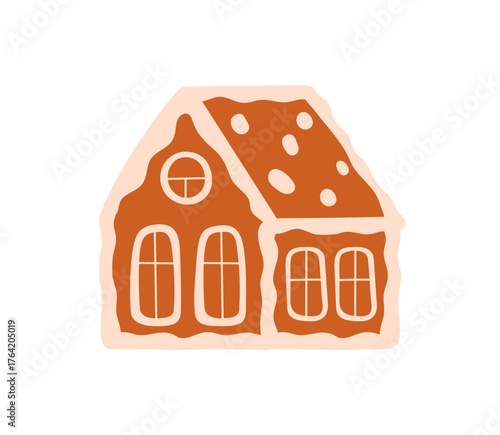 Gingerbread house. Ginger cookie, sweet Christmas snack. Winter holiday food,...