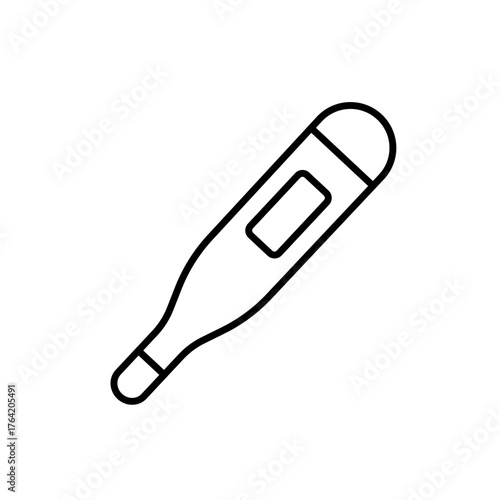 A vector icon of a smart thermometer for remote or digital temperature measurement, created in line style with editable stroke