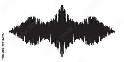 Podcast sound waves. Audio waveforms line icons, sound wave frequency or voice microphone signals. Music, podcast and broadcast, UI and audio branding design. Isolated vector set