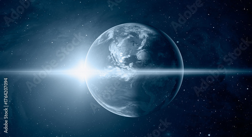 Fototapeta Naklejka Na Ścianę i Meble -  Planet Earth with a spectacular sunset 