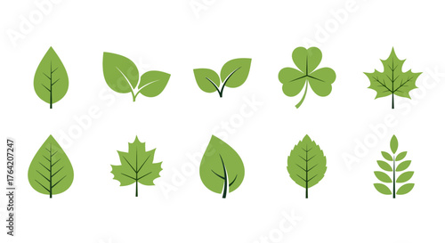 Green Leaf Icon Set