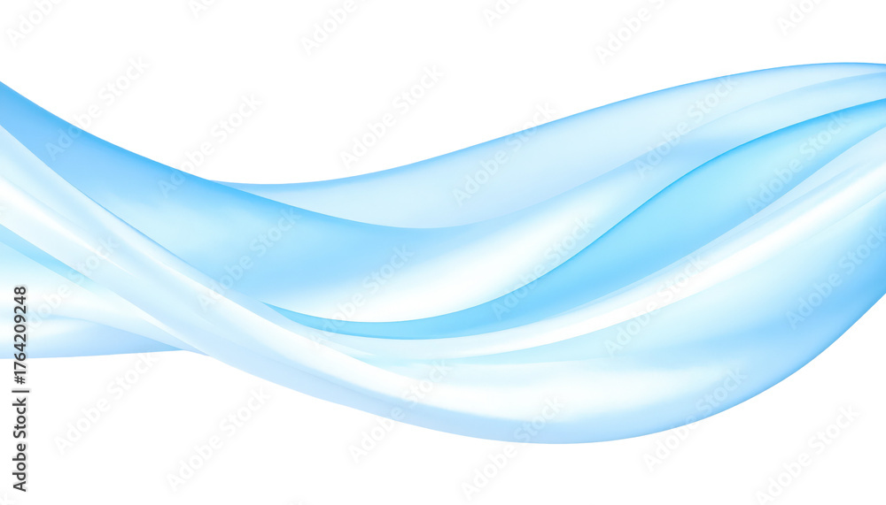 Fototapeta premium Abstract Blue Wave Design Element on White Background Smooth Flowing Texture.