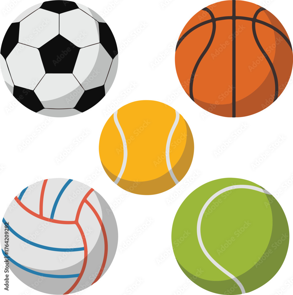 Obraz premium Set of various sport balls and equipment icons