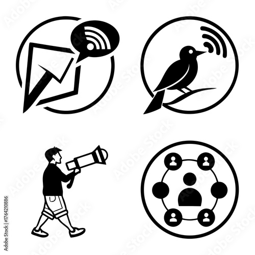 Vector art of social media marketing and communication icons