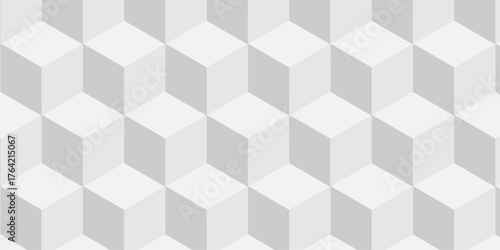 Structure white block box cube seamless pattern grid vintage surface triangle web monochrome square texture white overlap cubic background.	