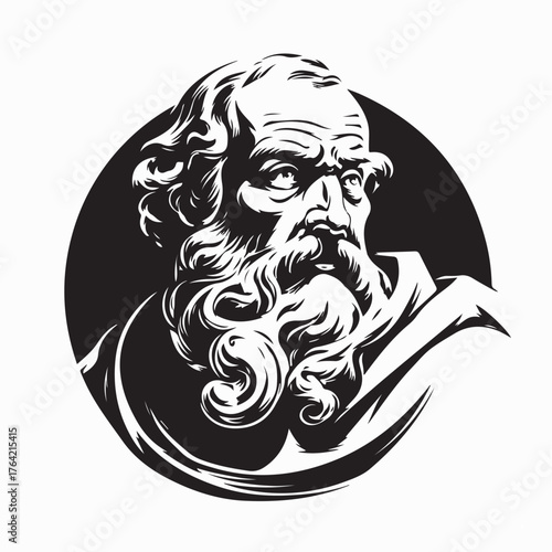 Classical Philosopher Portrait Vector Art  isolated on white background