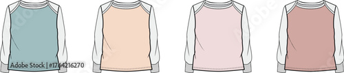 Color-blocked Long Sleeve Tops - Fashion Design for Apparel Illustration