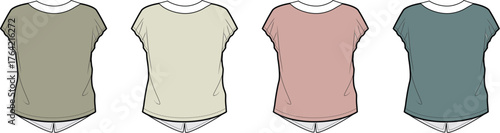 Collection of Basic T-Shirts in Various Colors for Fashion Design and Apparel Manufacturing