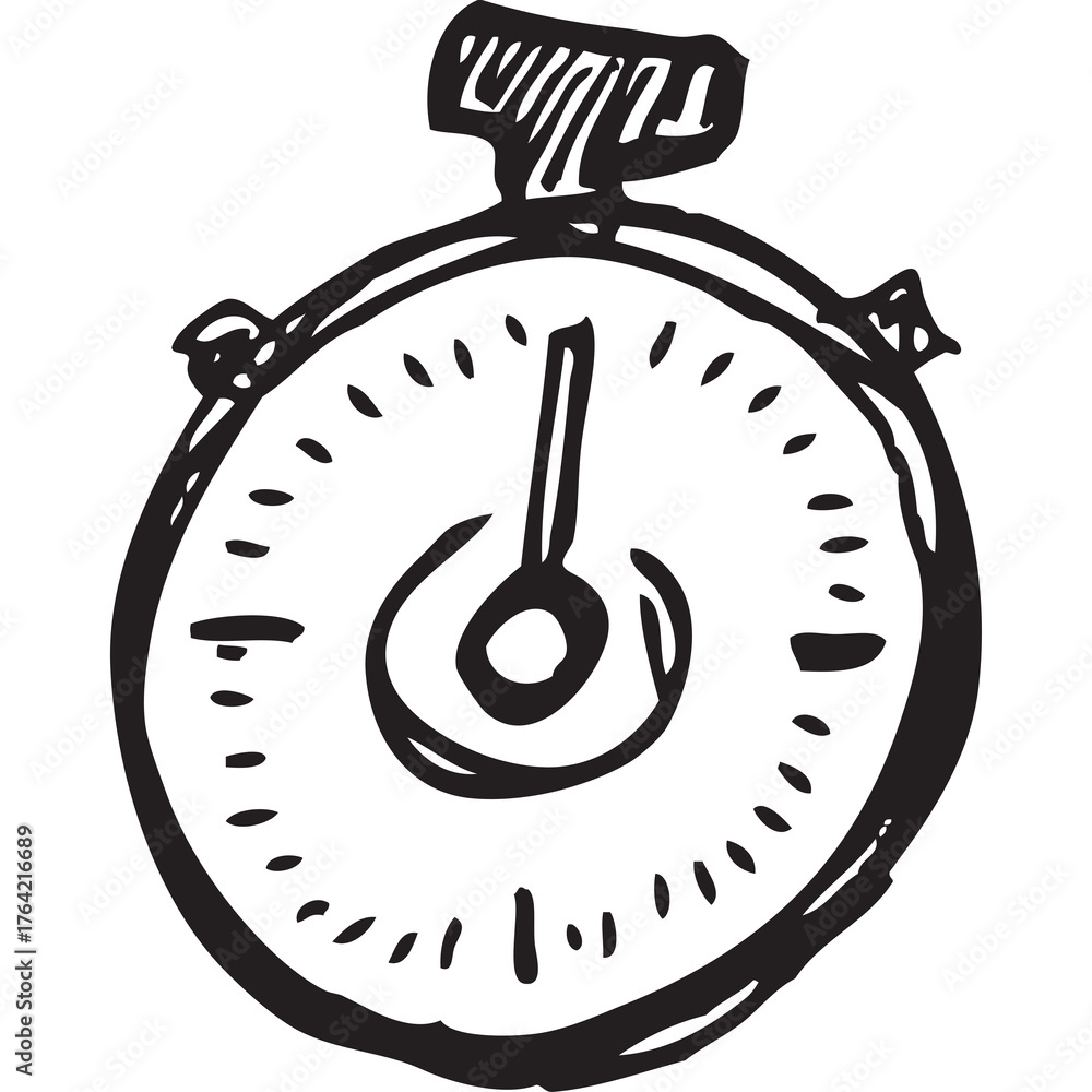 Obraz premium Hand Drawn Stopwatch Illustration with Transparent Background Representing Time Management and Speed in a Sketchy Style