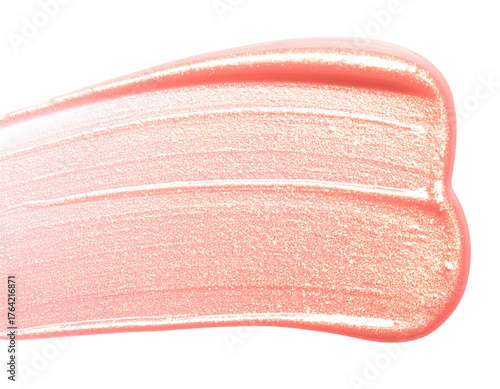 Closeup of a Pink Lip Gloss Swatch with Shimmer.