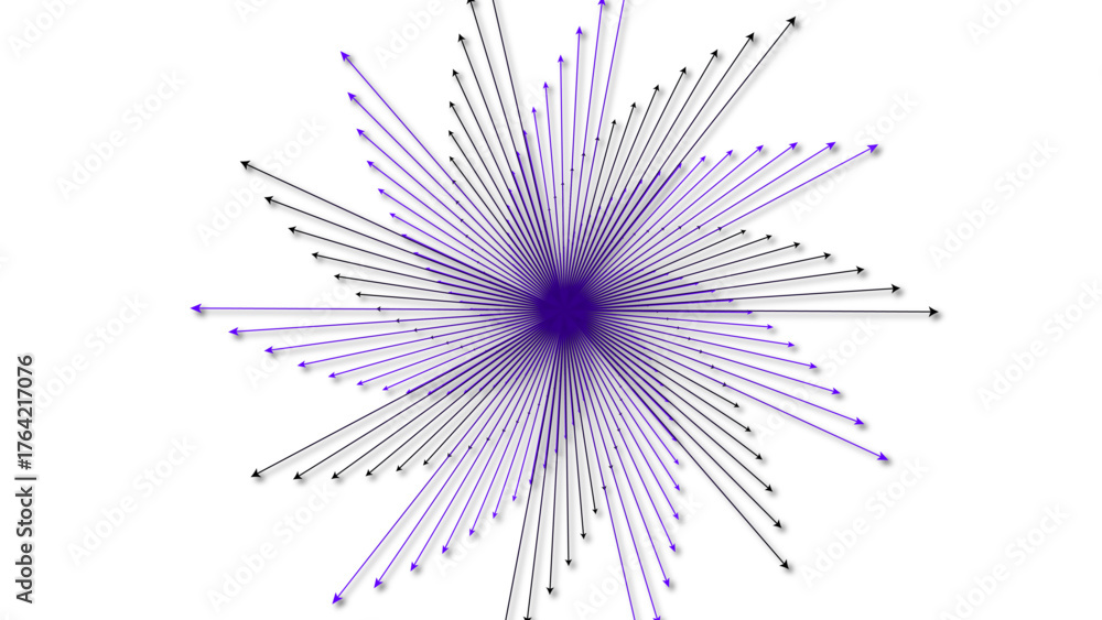 Obraz premium Swirling geometric design with a deep purple center and kinetic radial lines.