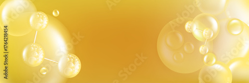 Hyaluronic acid and Niacinamide hair and skin solutions ad, gold collagen serum drop with cosmetic advertising background ready to use, illustration vector.