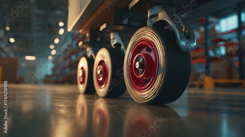 Pallet jack wheels on warehouse floor