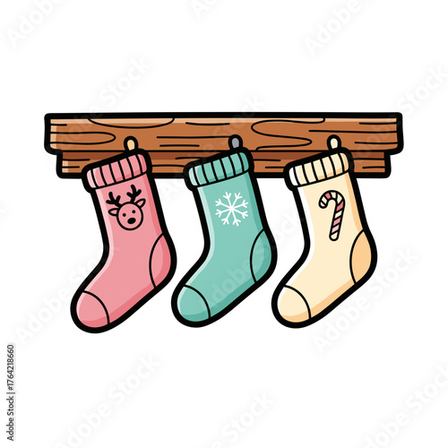 christmas socks on mantel