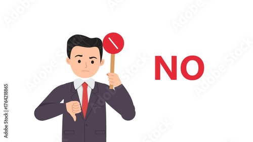 A person is holding a  NO