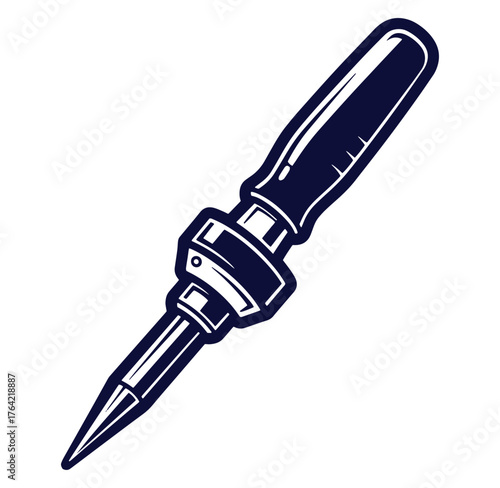 Detailed vector illustration of a soldering iron isolated on white background for design projects.