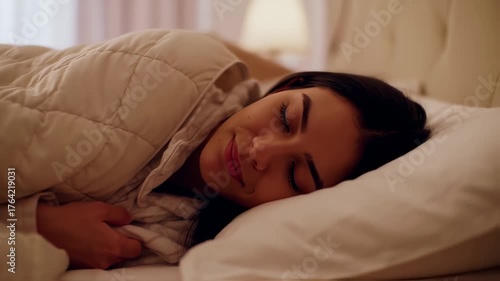 Serene Slumber - A Womans Peaceful Nights Rest in Bed.