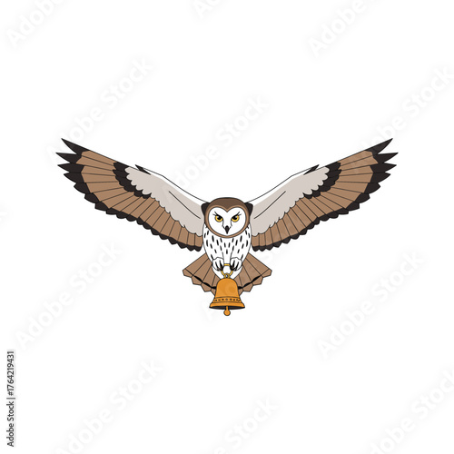 Majestic barn owl in flight with wings spread wide capturing prey in detail vector Christmas