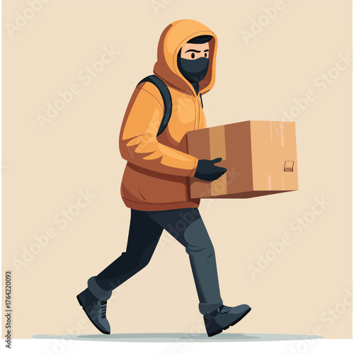 Postal parcel theft vector illustration