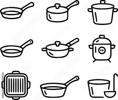 Cooking Pots and Pans Icon Set