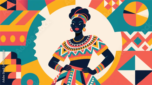 Native African women Illustrator Artwork Banner Background Design Template 