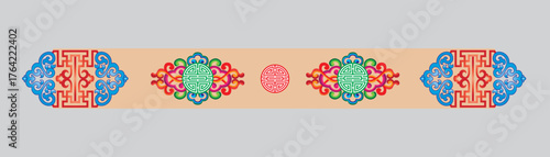 Buryad Mongolian frame ornament vector wallpaper	
